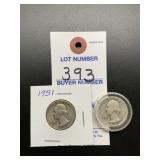 2 1951 Washington Quarters