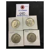 4 1968- D Kennedy Half Dollars