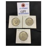 3 1967 Kennedy Half Dollar