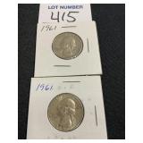 2 1961 Washington Quarters