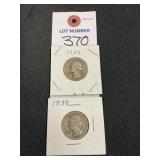 2 1939 Washington Quarters