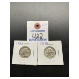 1963 and 1963-D Washington Quarters