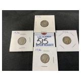 4 1936 Mercury Dimes