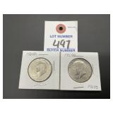 2 1969-D Kennedy Half Dollars