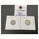 1912 & 1912 D Barber  Dimes