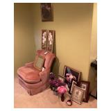 Chair, Florals Picture, Clock, Flowers & Vases