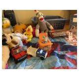 Vintage Tonka Metal Trucks & Sock Monkey