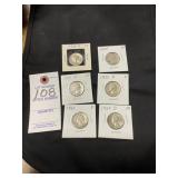 1936-1964 Washington Quarters, Set Of 6