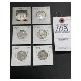 1936-1942 Washington Quarters Set of 6