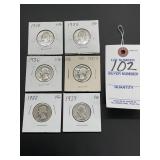 1934-1939 Washington Quarters Set of 6