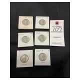 1936- 1954 Washington Quarters, Set of 6