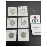 1934-1939 Washington Quarters Set of 6