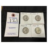 1948-1964 Washington Quarters, Set Of 4