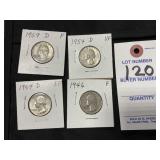 1946-1964 Washington Quarters, Set of 4
