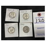 1946-1964 Washington Quarters, Set of 4