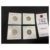 (4) Barber Liberty Dime 1900, 1901, 1906, 1907