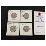 1939, 1941, 1951-D, 1961-D Washington Quarters,