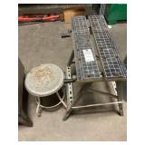 Folding Work Bench W/ Vintage Metal Stool