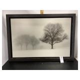 Framed Winter-scape Tree Wall Art Picture