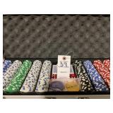 Poker Chips, Dice & Cards w/ Case