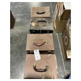 Vintage record boxes with records