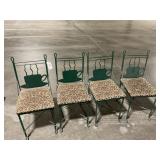 4 Metal Coffee House Chairs w Cushions