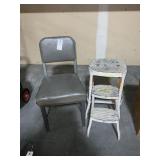 Step-Stool & Metal Cushioned Chair