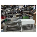 Metal Shelving and Wooden Desk