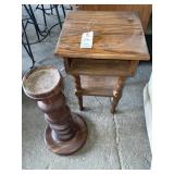 Solid Wood End Table and Wooden Stand