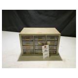Vintage Industrial Small Metal Box With 12 Drawers