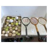 Vintage Tennis rackets and Balls