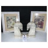 Vintage pair of Onyx Horse Head Bookends