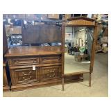 Wood Framed 9 Drawer Dresser & Mirror