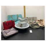 Variety of Purses, Pitcher & Bowl