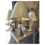 5 Glass Lamps W Shades