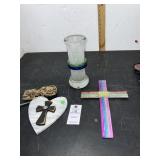 Hand Blown Glass Vase & Crosses