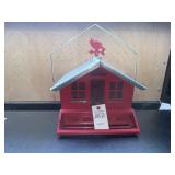 Red & Silver Tin Country Home Bird Feeder