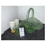 Uranium Cup & Light Green Vintage Depression Glass