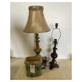 2 Lamps & Ceramic Flower Vase