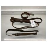 3 Leather Rifle Slings, 1 Leather Belt 3 Leather Rifle Slings, 1 Leather Belt