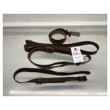 3 Leather Rifle Slings, 1 Leather Belt