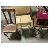 VNTG Furniture; Wood Chair, Side Table