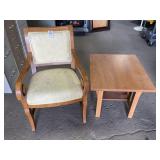 Nice Cushioned Wood Chair & Coffee Table