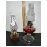 2 VTG Clear Glass Oil Lamps