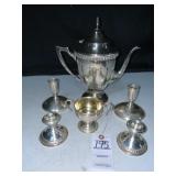 Vintage Silver Plate Coffee Pot & Sterling Silver