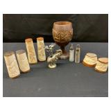 Carved Bone Salt & Pepper Shaker Sets, Pewter