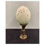 Carved Ostrich Egg & Stand