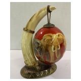 Ostrich Egg w/African Big 5 Animals & Stand