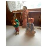 Three Handmade Cloth Dolls