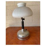 Metal and Glass Oil Lamp with Ribbed Shade